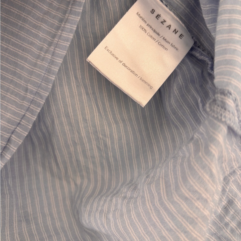Sezane Light Blue Ruffle Blouse - Size 38 - Picture 6 of 6